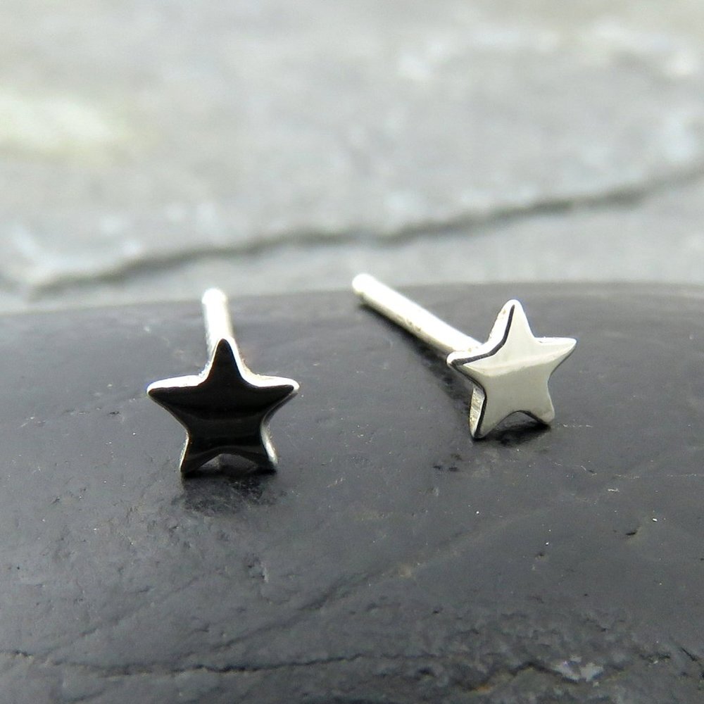 Tiny Silver Star Stud Earrings 4mm Size Artisan Handcrafted NWT